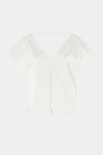Load image into Gallery viewer, BOXY TOP IN STRETCHY COTTON POPLIN WITH DOUBLE V NECK