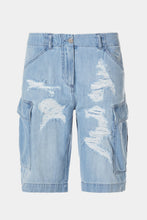 Load image into Gallery viewer, CARO SHORTS IN LIGHT WASH DENIM WITH RIPS AND BEJEWELLED DETAILS