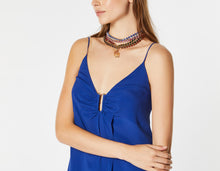 Load image into Gallery viewer, CREPE DE CHINE MIDI DRESS WITH METAL CLIP IN THE MIDDLE