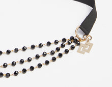 Load image into Gallery viewer, BEJEWELLED BELT WITH 3 ROWS OF FACETED BLACK PEARLS
