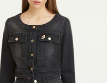 Load image into Gallery viewer, BLACK DENIM CROPPED JACKET
