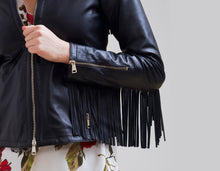 Load image into Gallery viewer, Fringed leather jacket