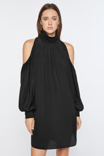 Load image into Gallery viewer, CRÊPE DE CHINE DRESS WITH CUT-OUT AND JERSEY DETAILS
