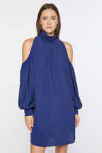 Load image into Gallery viewer, CRÊPE DE CHINE DRESS WITH CUT-OUT AND JERSEY DETAILS
