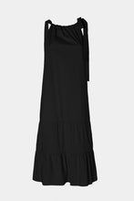 Load image into Gallery viewer, DRESS IN STRETCHY COTTON POPLIN WITH GATHERED NECKLINE AND FLOUNCES

