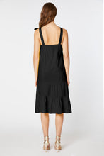 Load image into Gallery viewer, DRESS IN STRETCHY COTTON POPLIN WITH GATHERED NECKLINE AND FLOUNCES

