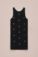 Load image into Gallery viewer, CREPE SATIN DRESS WITH GOLD EYELETS
