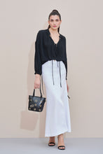 Load image into Gallery viewer, CREPE SHIRT WITH V NECK AND STRAPS
