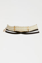 Load image into Gallery viewer, BEJEWELLED BELT WITH THREE ROWS OF WHITE PEARLS
