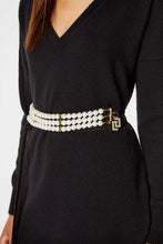 Load image into Gallery viewer, BEJEWELLED BELT WITH THREE ROWS OF WHITE PEARLS
