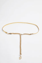Load image into Gallery viewer, CRYSTAL-EMBELLISHED LEATHER BELT WITH CHAIN
