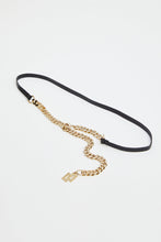 Load image into Gallery viewer, CRYSTAL-EMBELLISHED LEATHER BELT WITH CHAIN
