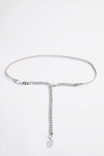 Load image into Gallery viewer, CRYSTAL-EMBELLISHED LEATHER BELT WITH CHAIN
