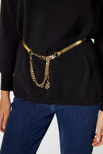Load image into Gallery viewer, CRYSTAL-EMBELLISHED LEATHER BELT WITH CHAIN
