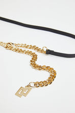 Load image into Gallery viewer, CRYSTAL-EMBELLISHED LEATHER BELT WITH CHAIN
