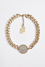 Load image into Gallery viewer, GOLD METAL CHOKER WITH OVERSIZED SILVER COIN

