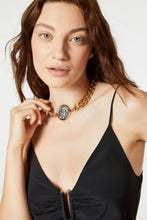 Load image into Gallery viewer, GOLD METAL CHOKER WITH OVERSIZED SILVER COIN
