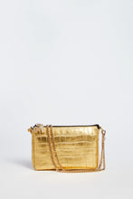 Load image into Gallery viewer, CLUTCH BAG IN FAUX CROCODILE LEATHER WITH GOLD METAL CHAIN
