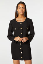 Load image into Gallery viewer, CROPPED JACKET IN STRETCHY GABARDINE WITH GOLD HERALDRY BUTTONS
