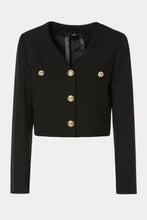 Load image into Gallery viewer, CROPPED JACKET IN STRETCHY GABARDINE WITH GOLD HERALDRY BUTTONS
