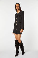 Load image into Gallery viewer, CROPPED JACKET IN STRETCHY GABARDINE WITH GOLD HERALDRY BUTTONS
