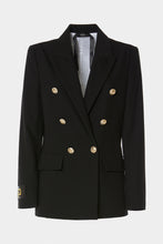 Load image into Gallery viewer, DOUBLE-BREASTED BLAZER IN STRETCHY GABARDINE WITH HERALDRY BUTTON and GOLDEN DETAIL
