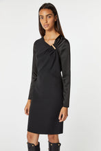 Load image into Gallery viewer, ASYMMETRIC NECKLINE MIDI DRESS IN STRETCHY VISCOSE CREPE
