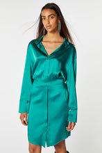 Load image into Gallery viewer, COLLARED DRESS IN STRETCHY SATIN
