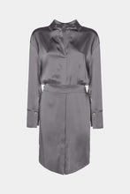 Load image into Gallery viewer, COLLARED DRESS IN STRETCHY SATIN

