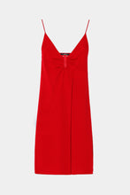 Load image into Gallery viewer, CREPE DE CHINE MIDI DRESS WITH METAL CLIP IN THE MIDDLE
