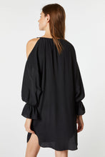 Load image into Gallery viewer, CREPE DE CHINE DRESS WITH CUT-OUT SHOULDER DETAIL
