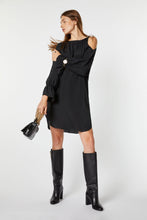 Load image into Gallery viewer, CREPE DE CHINE DRESS WITH CUT-OUT SHOULDER DETAIL

