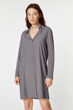 Load image into Gallery viewer, CREPE DE CHINE SHIRT DRESS WITH GOLD BUTTONS
