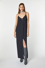 Load image into Gallery viewer, CREPE DE CHINE MAXI DRESS WITH METAL CLIP IN THE MIDDLE
