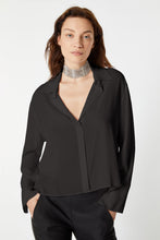 Load image into Gallery viewer, CREPE DE CHINE BOXY SHIRT WITH GOLD BUTTONS
