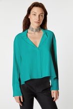 Load image into Gallery viewer, CREPE DE CHINE BOXY SHIRT WITH GOLD BUTTONS
