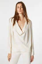 Load image into Gallery viewer, CREPE DE CHINE DRAPED SHIRT WITH COWL NECK

