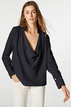 Load image into Gallery viewer, CREPE DE CHINE DRAPED SHIRT WITH COWL NECK
