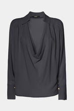 Load image into Gallery viewer, CREPE DE CHINE DRAPED SHIRT WITH COWL NECK
