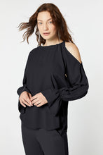 Load image into Gallery viewer, CREPE DE CHINE BLOUSE WITH CUT-OUT SHOULDER DETAIL
