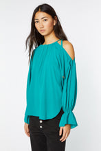 Load image into Gallery viewer, CREPE DE CHINE BLOUSE WITH CUT-OUT SHOULDER DETAIL
