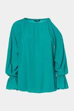 Load image into Gallery viewer, CREPE DE CHINE BLOUSE WITH CUT-OUT SHOULDER DETAIL
