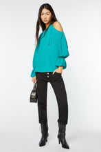 Load image into Gallery viewer, CREPE DE CHINE BLOUSE WITH CUT-OUT SHOULDER DETAIL
