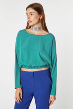 Load image into Gallery viewer, CROPPED DRAWSTRING BLOUSE IN CREPE DE CHINE
