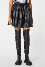 Load image into Gallery viewer, FAUX LEATHER FLOUNCY SKIRT
