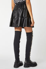 Load image into Gallery viewer, FAUX LEATHER FLOUNCY SKIRT
