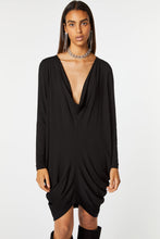 Load image into Gallery viewer, DRAPED DRESS IN STRETCHY VISCOSE JERSEY WITH ADJUSTABLE COWL-NECK

