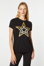 Load image into Gallery viewer, BASIC T-SHIRT IN STRETCHY LIGHT VISCOSE JERSEY WITH METALLIC EMBROIDERY DETAILS
