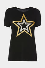 Load image into Gallery viewer, BASIC T-SHIRT IN STRETCHY LIGHT VISCOSE JERSEY WITH METALLIC EMBROIDERY DETAILS

