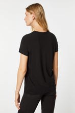 Load image into Gallery viewer, BASIC T-SHIRT IN STRETCHY LIGHT VISCOSE JERSEY WITH METALLIC EMBROIDERY DETAILS
